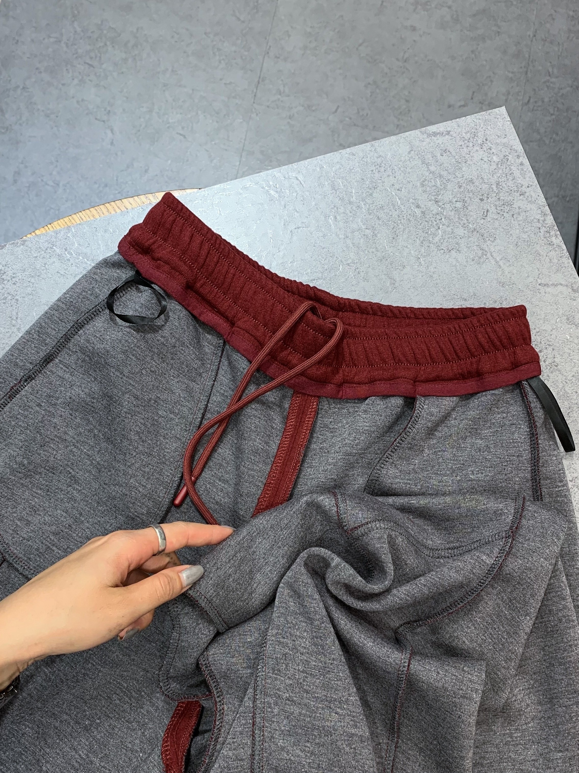 womens casual polyester wide leg joggers loose fabric sweatpants solid color long length with shearling waist with drawstring for weekend details 12