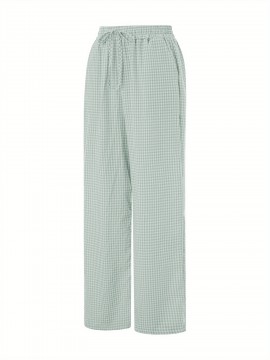 Women'S Wide Leg Polyester Pants - Casual All-Season Straight Leg Trousers with Elastic Waist and Pockets