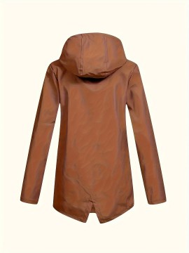 Plus Size Plush Lined Hooded Coat, Casual Long Sleeve Zipper Warm Coat For Winter, Women's Plus Size Clothing